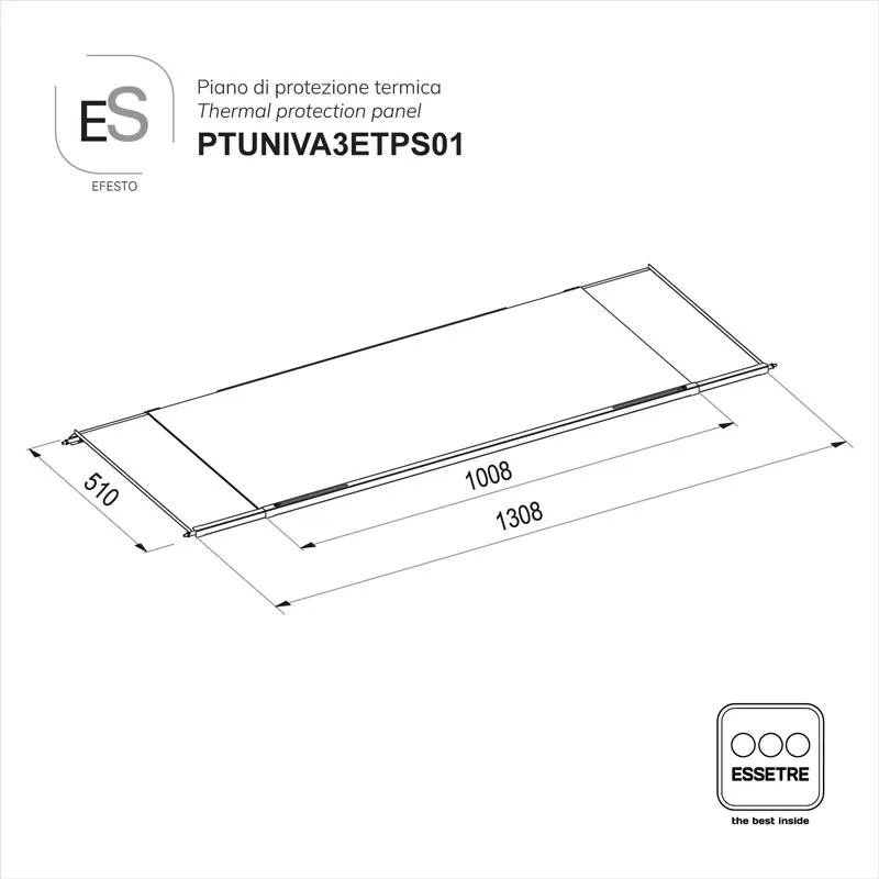 Piano di protezione termica EFESTO per piano cottura base da 750 a 1050 mm.