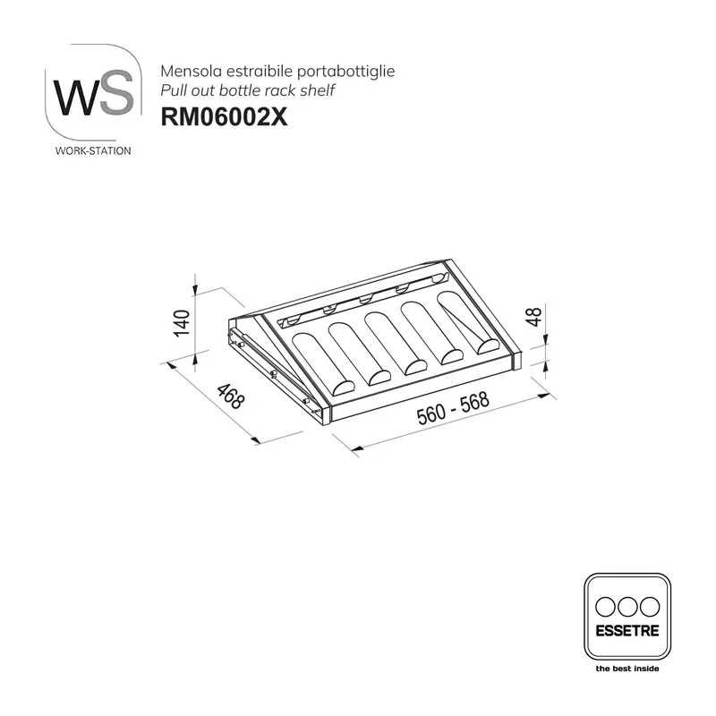 Portabottiglie estraibile WORK-STATION per armadio e per base