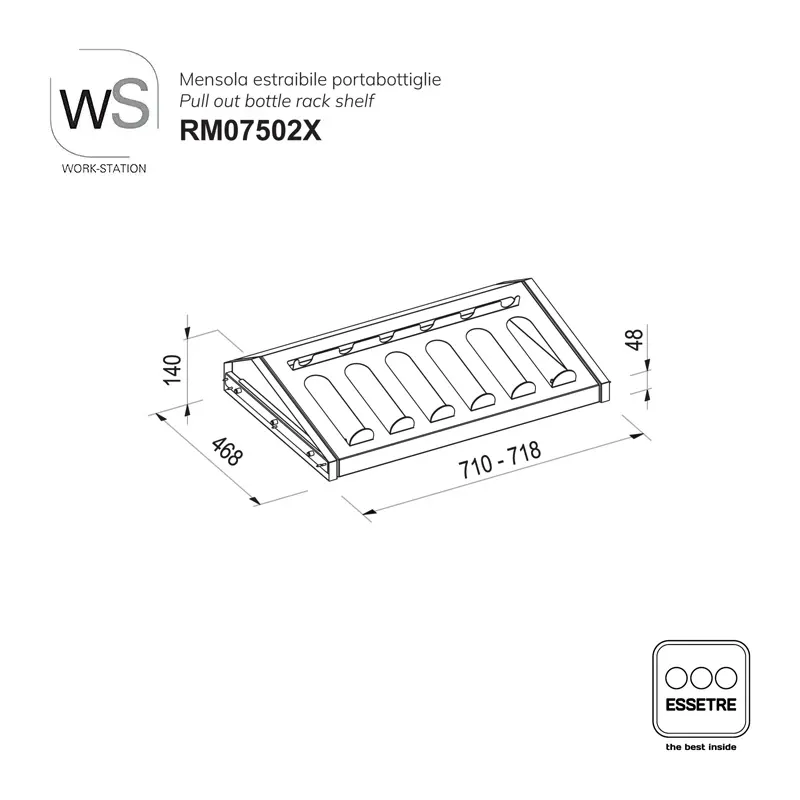 Portabottiglie estraibile WORK-STATION per armadio e per base