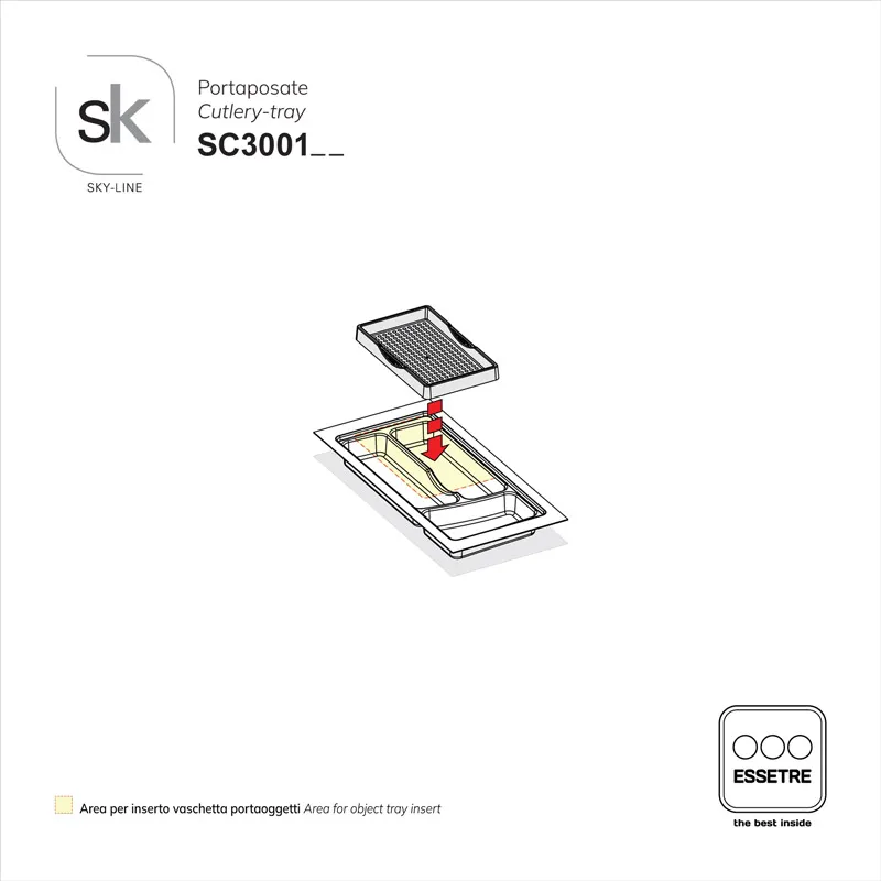 Portaposate SKY-LINE in plastica per cassetto base 300 mm