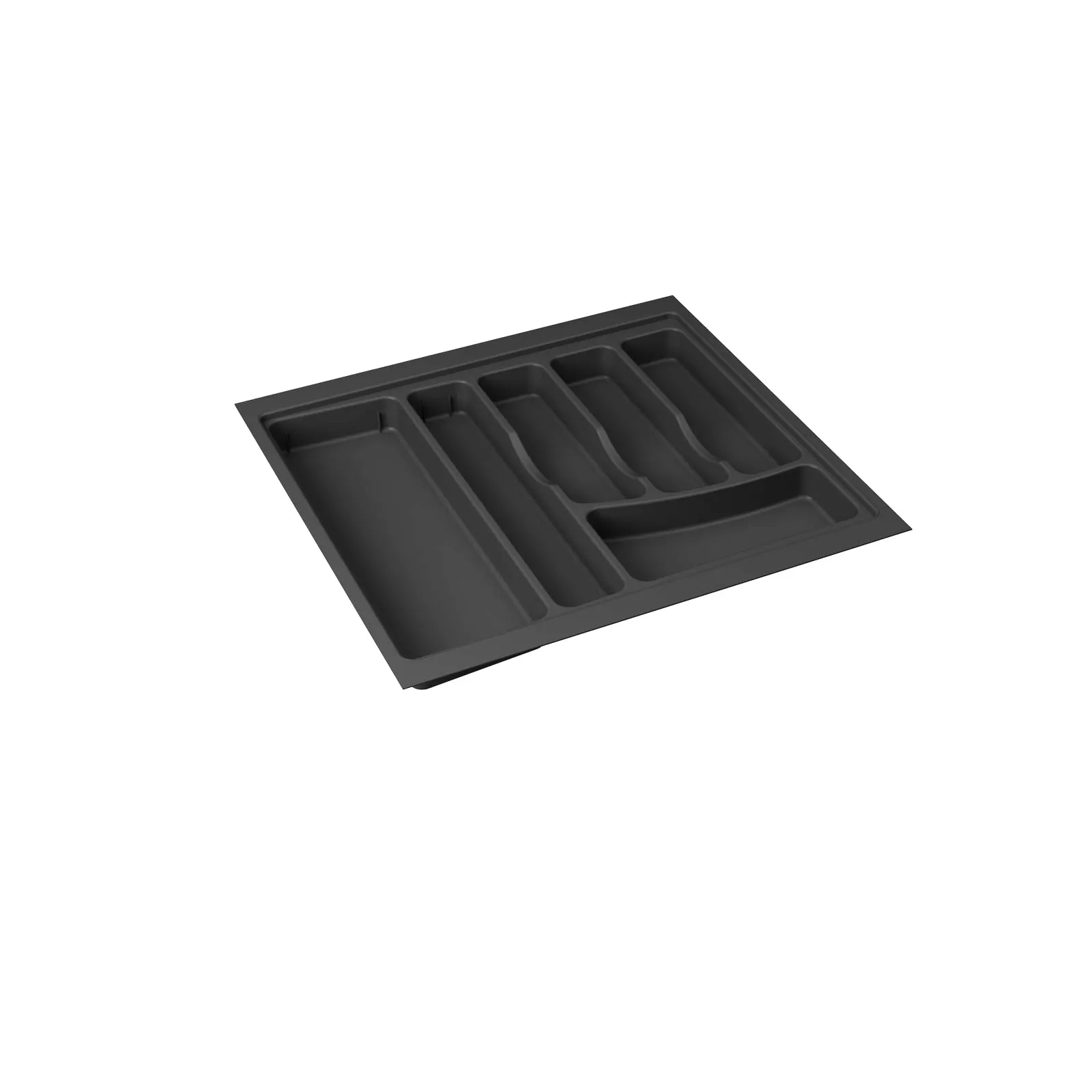 GRÄWE Portaposate In Plastica Con 4 Scomparti E Coperchio - Organizer Per Posate Da Cucina - Made In Germany - Nero, 32,5x53x10 Cm - Lavabile In Lavastoviglie