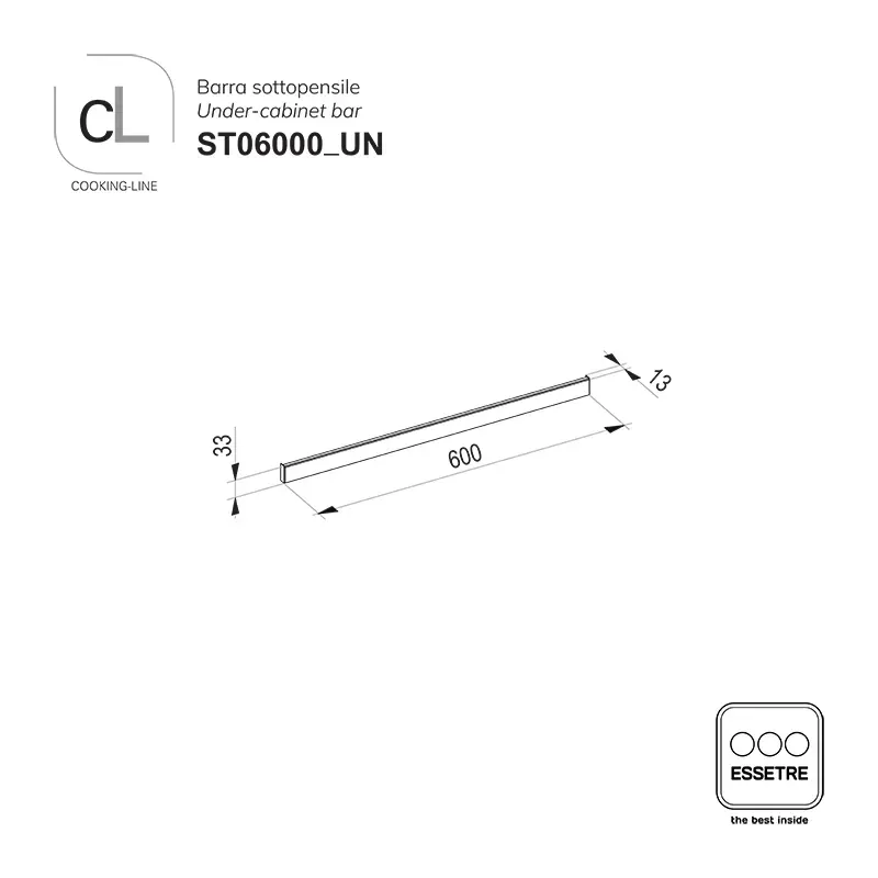 Barra sottopensile L600 COOKING-LINE