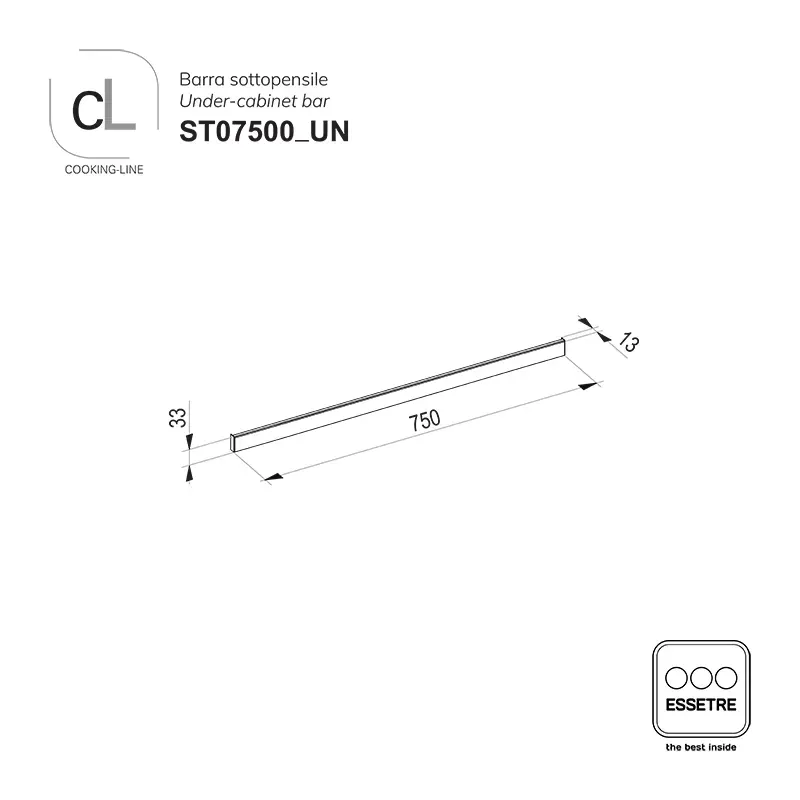 Barra sottopensile L750 COOKING-LINE