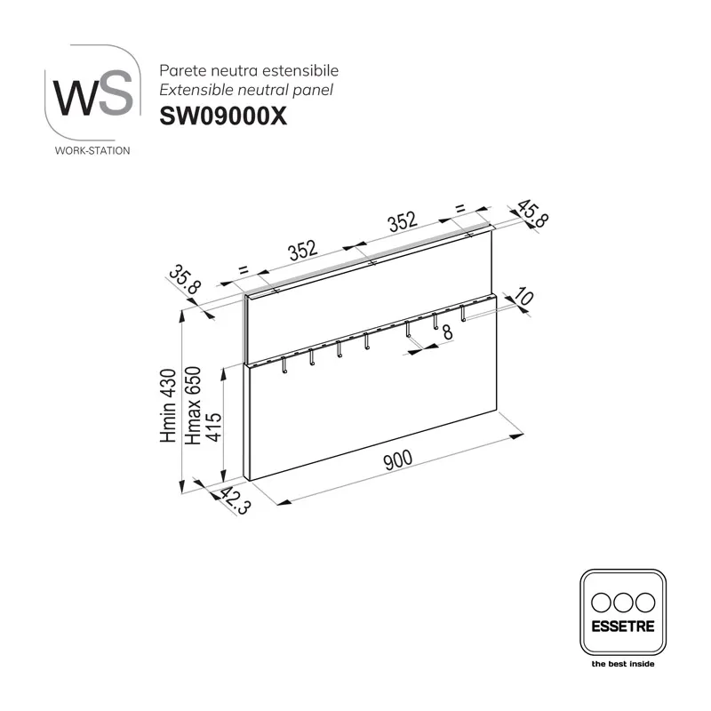 Parete inox mm neutra estensibile WORK-STATION