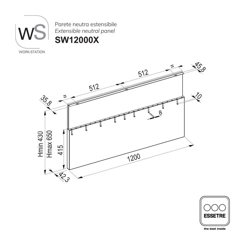 Parete inox mm neutra estensibile WORK-STATION