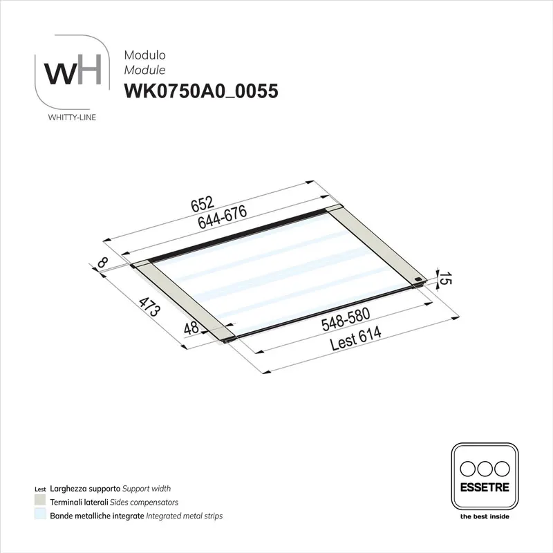 Modulo WHITTY-LINE in plastica per cestone base 750 mm