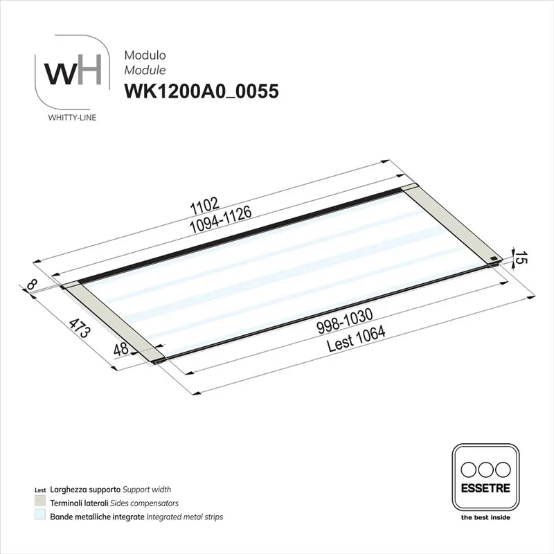 Modulo WHITTY-LINE in plastica per cestone base 1200 mm