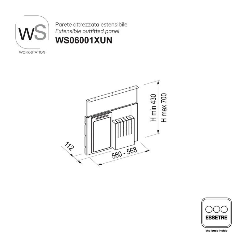 Parete attrezzata estensibile WORK-STATION per armadio, colonna e vetrina