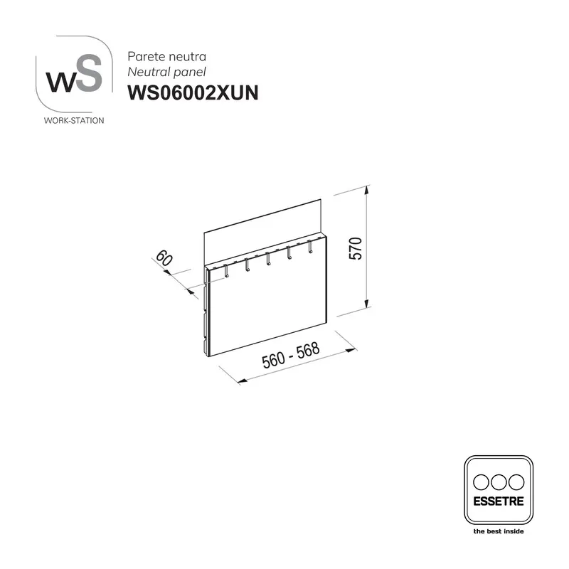 Parete neutra fissa WORK-STATION per armadio, colonna e vetrina