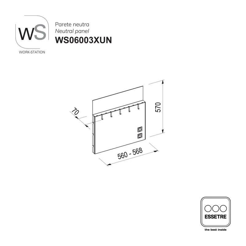 Parete neutra fissa WORK-STATION per armadio, colonna e vetrina