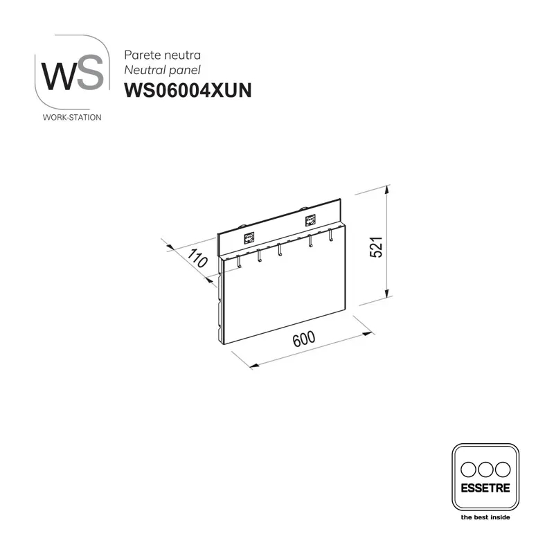 Parete neutra fissa WORK-STATION per armadio, colonna e vetrina