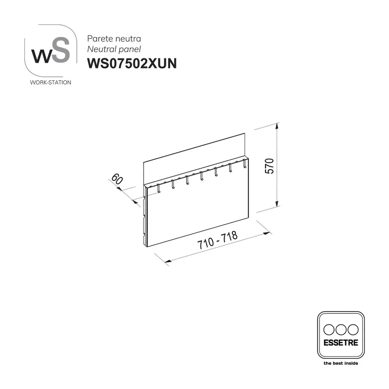 Parete neutra fissa WORK-STATION per armadio, colonna e vetrina