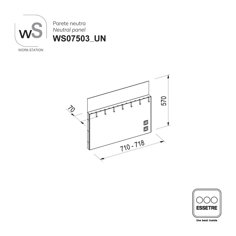 Parete neutra fissa WORK-STATION per armadio, colonna e vetrina