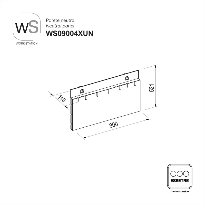 Parete neutra fissa WORK-STATION per armadio, colonna e vetrina