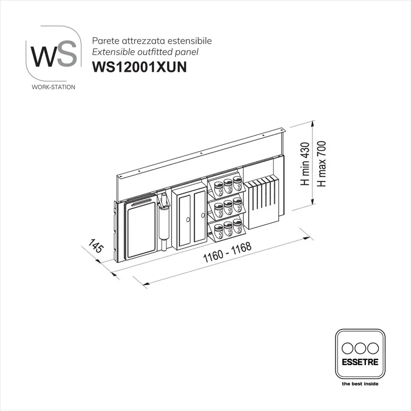 Parete attrezzata WORK-STATION per armadio, colonna e vetrina