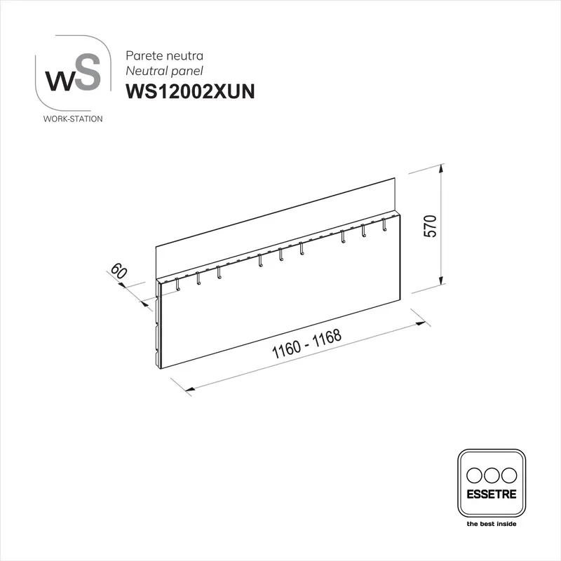 Parete neutra fissa WORK-STATION per armadio, colonna e vetrina