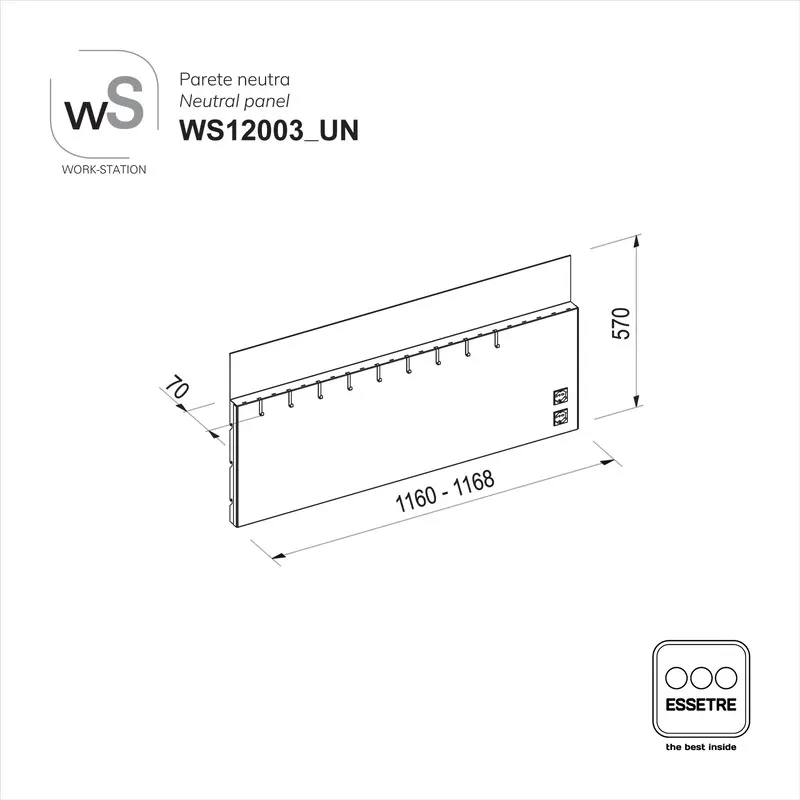 Parete neutra fissa WORK-STATION per armadio, colonna e vetrina