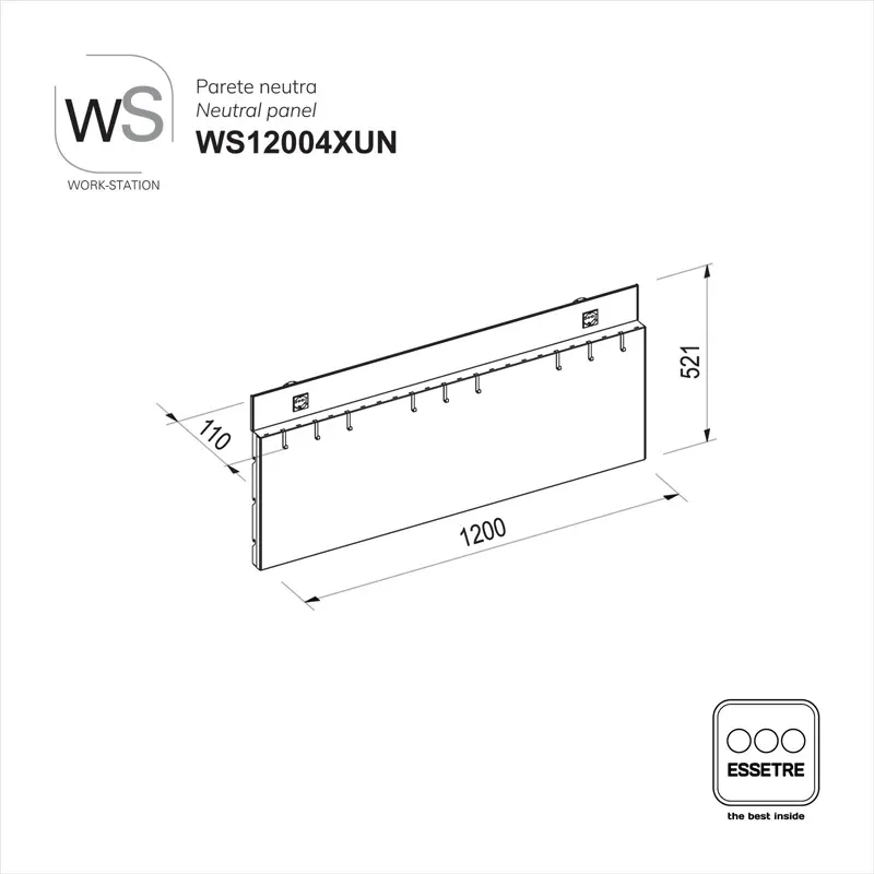 Parete neutra fissa WORK-STATION per armadio, colonna e vetrina